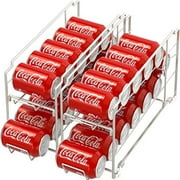2 Pack - Simple Houseware Stackable Beverage Soda Can Dispenser Organizer Rack, White