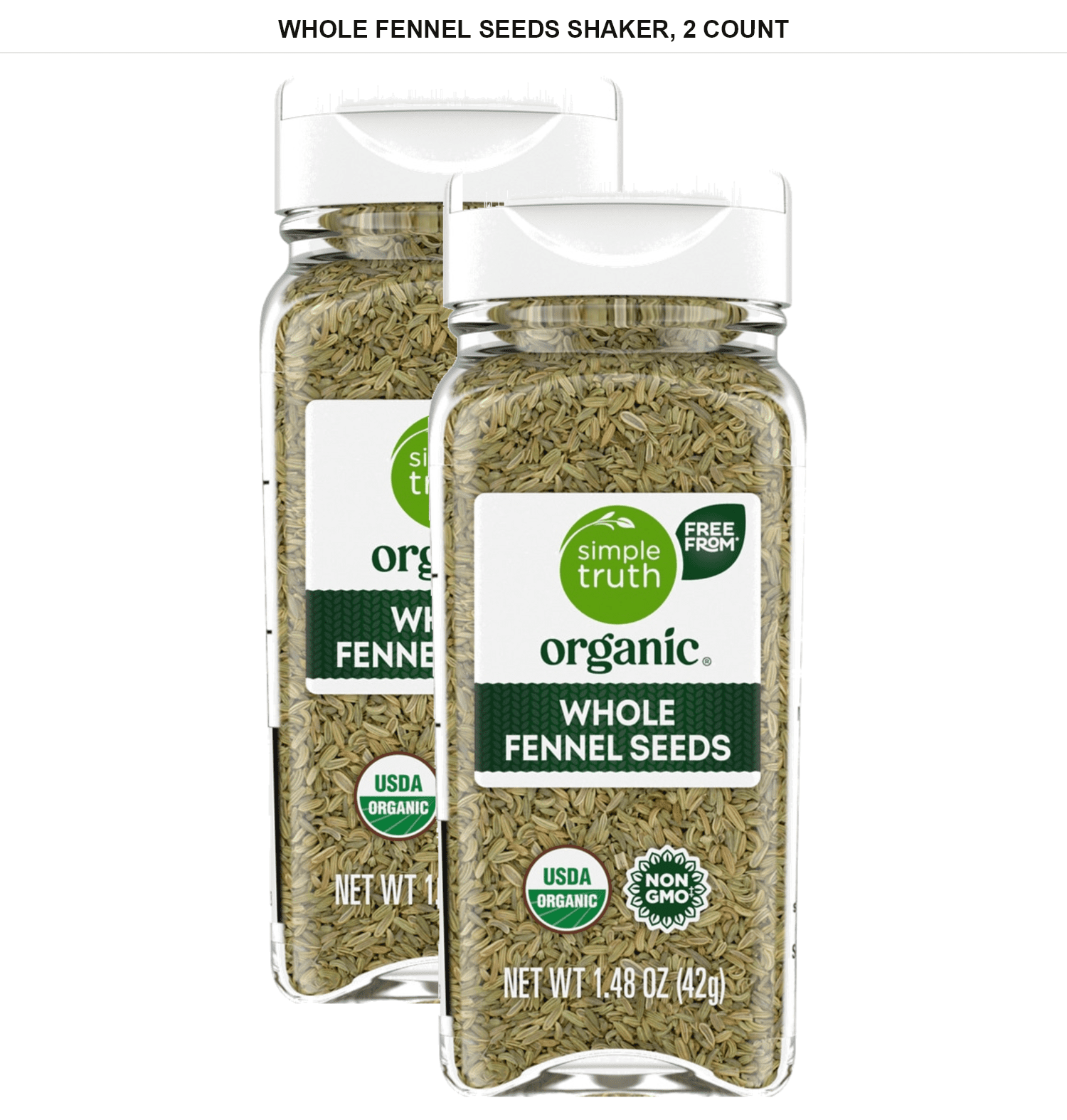 Shaker Sample Pack 2 Pack | Simple Truth Organic Whole Fennel Seeds Shaker, 1.48 oz Each ...