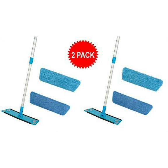 2 Pack Simplee Cleen Microfiber Swivel Household Mop Kit with Two Pads