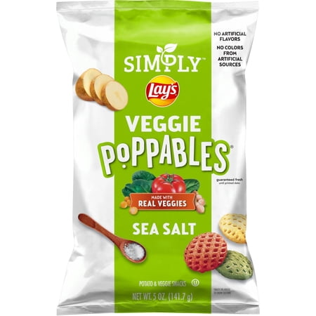 2 Pack - Simply Lay's Veggie Poppables Sea Salt - Xl 5 oz Package May Vary
