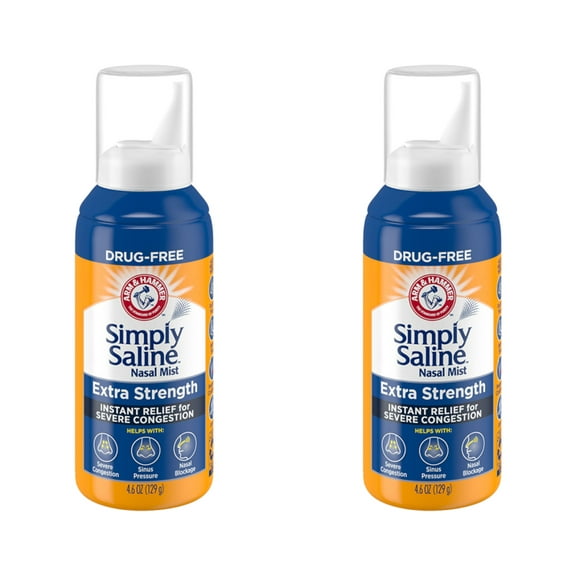 2 Pack - Simply Saline Adult Nasal Mist Extra Strength For Severe Congestion 4.6 oz Each