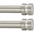 thumbnail image 1 of 2 Pack Single Curtain Rods, 1Inch Diameter Telescoping Drapery Window Curtain Rod 28-48Inch(2.3-4ft) Rod Length, Matte Nickel, 1 of 10