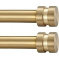 thumbnail image 1 of 2 Pack Single Curtain Rods, 1Inch Diameter Telescoping Drapery Window Curtain Rod 48-84Inch(4-7ft) Rod Length, Warm Gold, 1 of 14