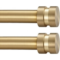 2 Pack Single Curtain Rods, 1Inch Diameter Telescoping Drapery Window Curtain Rod 48-84Inch(4-7ft) Rod Length, Warm Gold