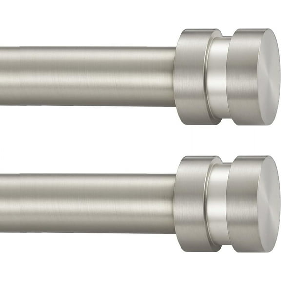 2 Pack Single Curtain Rods, 1Inch Diameter Telescoping Drapery Window Curtain Rod 72-144Inch(6-12ft) Rod Length, Matte Nickel
