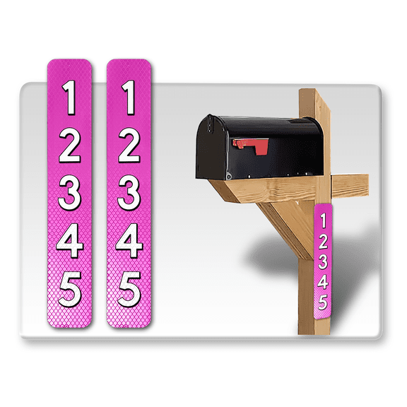 2 Pack Single Sided Address Numbers for House Signs, Customized Vertical 911 Emergency Mailbox/House Numbers/Letters Signs, Highly Reflective Pre Drilled Aluminum Signs, Waterproof (6x18, Pink)