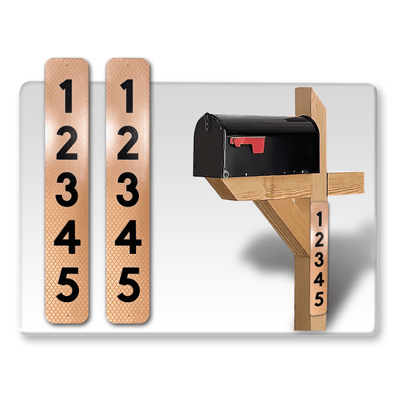 2 Pack Single Sided Address Numbers for House Signs, Customized Vertical 911 Emergency Mailbox/House Numbers/Letters Signs, Highly Reflective Pre Drilled Aluminum Signs, Waterproof (3x18, Tan)