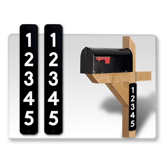 2 Pack Single Sided Address Numbers for House Signs, Customized Vertical 911 Emergency Mailbox/House Numbers/Letters Signs, Silk Screened Highly Reflective Pre Drilled Aluminum Signs (3x18, Black)