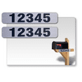 thumbnail image 1 of 2 Pack Single Sided Customized Horizontal 911 Emergency Mailbox Address Numbers Signs Outdoor, Home/House/Apartment Super Reflective Numbers/Letters Pre Drilled Aluminum Sign ( 6x18 inches, Grey), 1 of 6