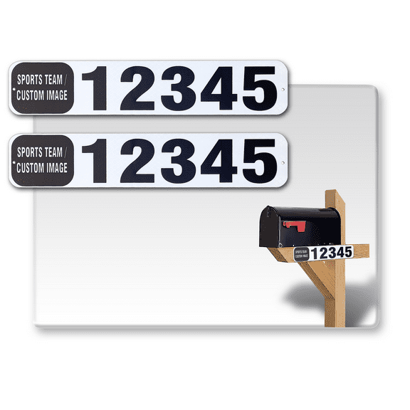 2 Pack Single Sided Customized Horizontal 911 Mailbox Address Numbers Signs, Home/House/Apartment Super Reflective Numbers/Letters Pre Drilled Aluminum Sign ( 6x18 inches, Custom Sport)