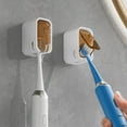 thumbnail image 1 of 2-Pack Single Slot Toothbrush Holders with Cover - Wall Mounted Waterproof & Dustproof Organizer for Bathroom & Shower, No Drill Adhesive Mount (Brown), 1 of 7