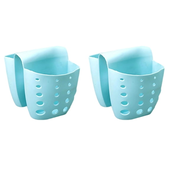 2 Pack Sink Caddy Sponge Holder- Kitchen Sink Soap Holder- Saddle Faucet Caddy-Sink Organizer for Brushes, Sponges, Soap, Utensils (Blue)