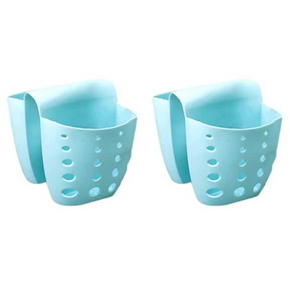 2 Pack Sink Caddy Sponge Holder- Kitchen Sink Soap Holder-Plastic Saddle Faucet Caddy-Sink Organizer for Brushes, Sponges, Soap, Utensils (Blue)