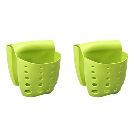 2 Pack Sink Caddy Sponge Holder- Kitchen Sink Soap Holder-Plastic Saddle Faucet Caddy-Sink Organizer for Brushes, Sponges, Soap, Utensils (Green)