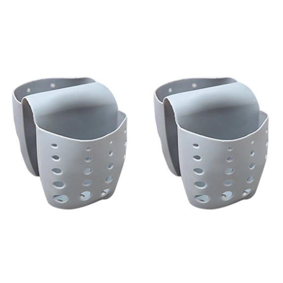 2 Pack Sink Caddy Sponge Holder- Kitchen Sink Soap Holder-Plastic Saddle Faucet Caddy-Sink Organizer for Brushes, Sponges, Soap, Utensils (Grey)