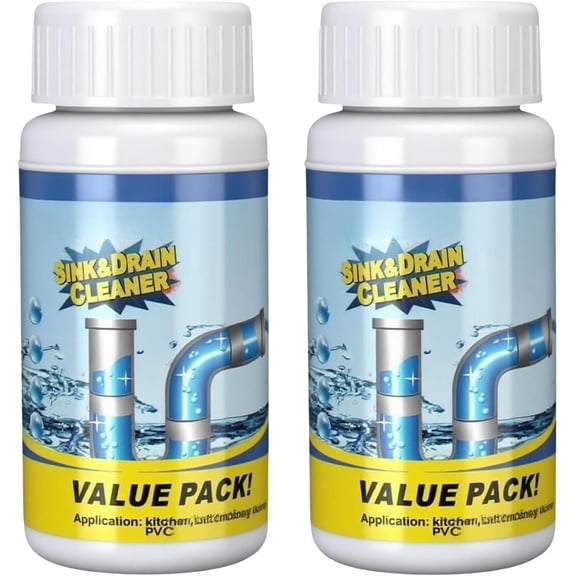 2-Pack Sink and Drain Cleaner, Powerful Pipe Unclogging Sink Cleaning Powder, Quick Foaming Drain Cleaner Pipe Opener, for Fast Kitchen Toilet Pipe Cleaning