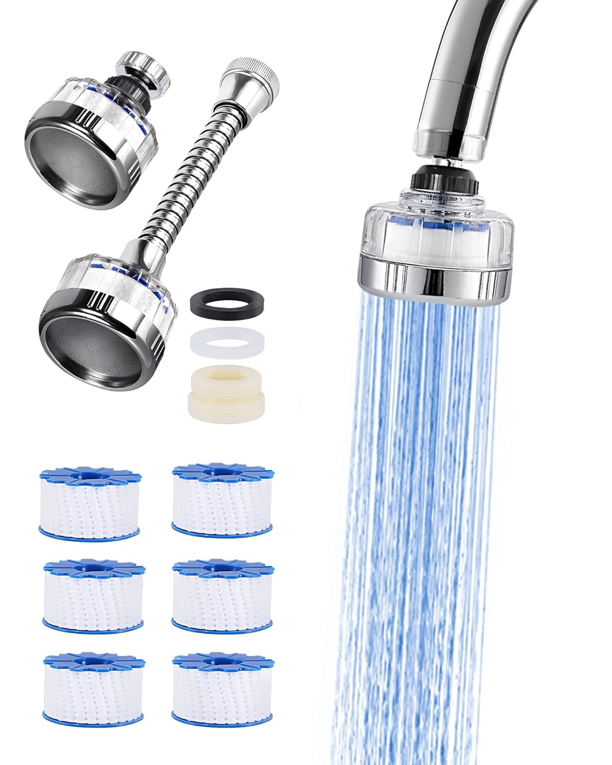 2 Pack Sink Filter, Universal 360 ° Rotating Faucet Water Filter, Water