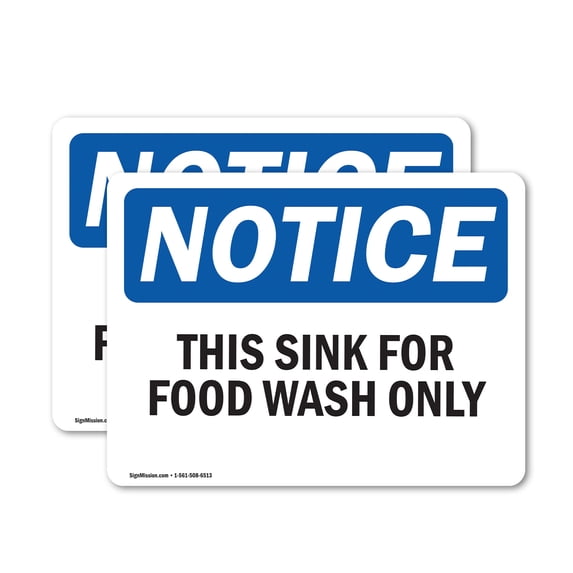 (2 Pack) This Sink For Food Wash Only OSHA Notice Sign 10 Inch X 7 Inch Vinyl Label Decal Sticker Weather Resistant, UV Protected for Workplace, Business, and Construction Site, Made in