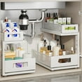 thumbnail image 1 of 2 Pack Under Sink Organizer With Next-Gen Ball-Bearing Slides,2-Tier Pull Out Cabinet Storage,Height Adjustable Drawer Shelf for Bathroom,Kitchen,Laundry,Cabinet,Pantry(Patent Pending), 1 of 8