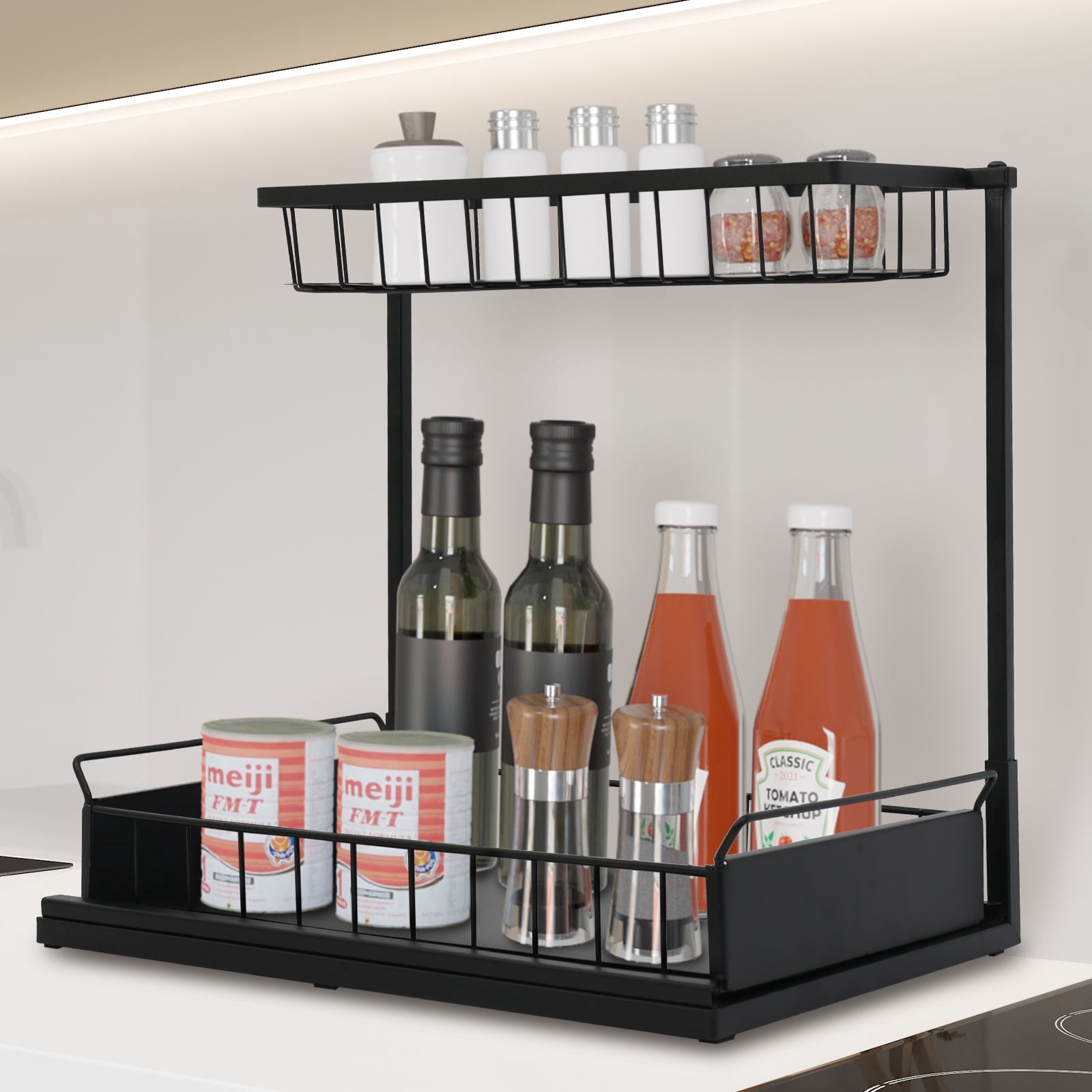 2 Pack Under Sink Organizer with Sliding Drawers, 2 Tier Bathroom and ...