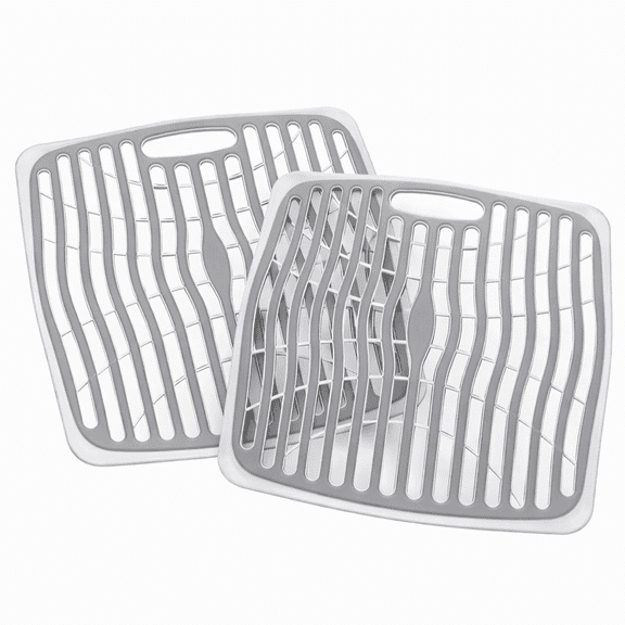 2 Pack Sink Protector Mats 12.5x11.25 Raised Feet Gray Kitchen