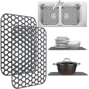 2 Pack Sink Protectors for Kitchen Sink, 13.4"x11.4" Non-Slip Silicone Sink Mats Protect Your Stainless Steel Bottom of Kitchen Sink or Drying Rack, Eco-Friendly & Stain-Free Kitchen Sink Mat - Gray