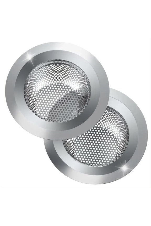 2 Pack Sink Strainer Sets - Large Wide Rim 4.5" Stainless Steel Strainer with Rust-Free Function and Anti-Clogging Micro-Perforation - Kitchen Sink Drain Strainer (Silver)