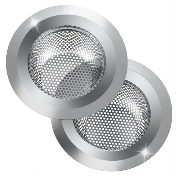2 Pack Sink Strainer Sets - Large Wide Rim 4.5" Stainless Steel Strainer with Rust-Free Function and Anti-Clogging Micro-Perforation - Kitchen Sink Drain Strainer (Silver)