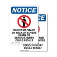 thumbnail image 1 of (2 Pack) Do Not Sit Stand Sign With Symbol OSHA Notice Sign 5 Inch X 3.5 Inch Vinyl Label Decal Sticker Weather Resistant, UV Protected for Workplace, Business, and Construction Site,, 1 of 7