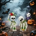 thumbnail image 1 of 2-Pack Sitting Skeleton Decor, Posing Halloween Skeletons for Yard Garden Party, Realistic Bone Figure Props (Style B), 1 of 8