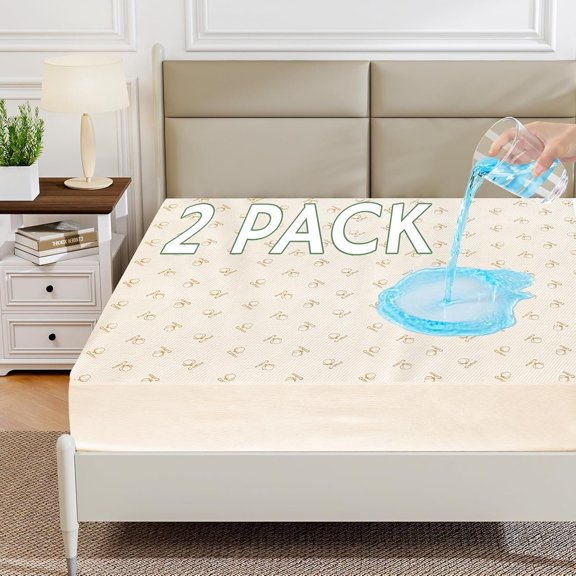 2 Pack Size Mattress Protector , Breathable Terry Bed Pad Cover, Deep Pocket Fitted Sheet for 8-24 Inch Mattress