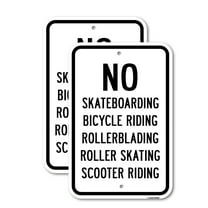 (2 Pack) No Skateboarding Bicycle Riding Rollerblading R | 18" X 24" Heavy-Gauge Aluminum Sign | Rust Free Aluminum, Weather Resistant, Waterproof, Fade Resistant, 2 Pre-drilled Holes