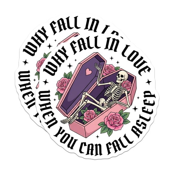 (2 Pack) Skeleton Coffin Stickers - Funny Goth Stickers - Dark Humor Stickers - 5" On Longest Side - Sticks to Smooth Flat Surfaces - Made in USA - BMCS15289