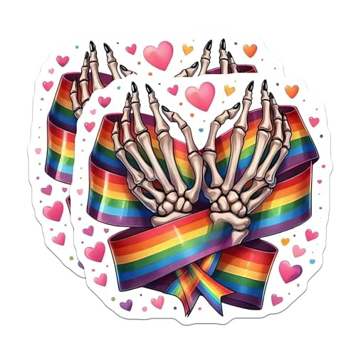 (2 Pack) Skeleton Hands Rainbow Pride Magnets - LGBTQ+ Decor - Love Wins Magnets - Skeleton Art Pride Magnets - 5" On Longest Side - for Cars, Fridges, Toolboxes - Made in USA - MAG6712