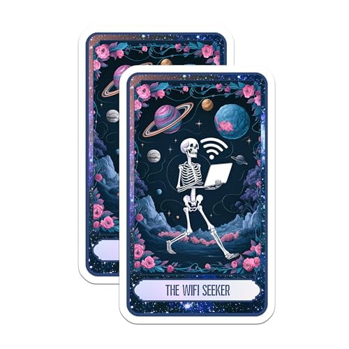 (2 Pack) Skeleton with Laptop Magnet - Cosmic Art - Skull Tech Decor - Geeky Office Accessories - 5" On Longest Side - Sticks to Smooth Flat Surfaces - Made in USA - MAG9984