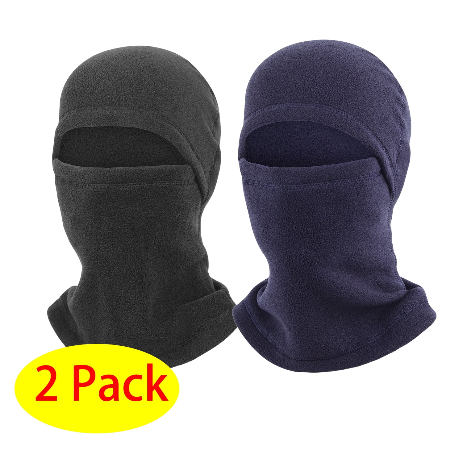 2 Pack Ski Face Mask Balaclava Thermal Windproof Face Cover for Cold Weather Black&Navy Blue