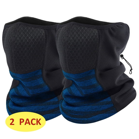 2 Pack Ski Mask Half Face Cover Neck Warmer Balaclava for Men and Women Blue
