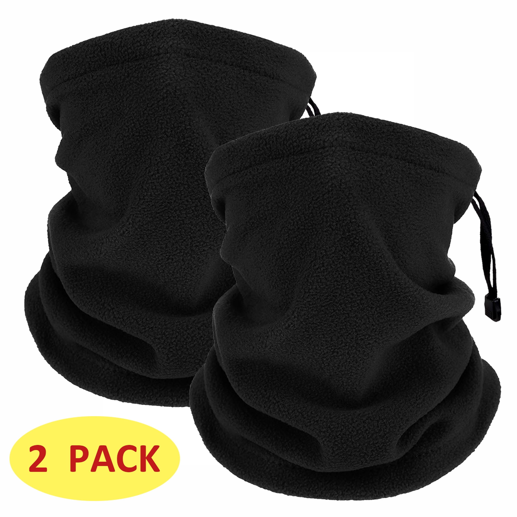 2 Pack Ski Mask Neck Gaiter Face Cover for Men Women Cold Weather Scarf Unisex Black