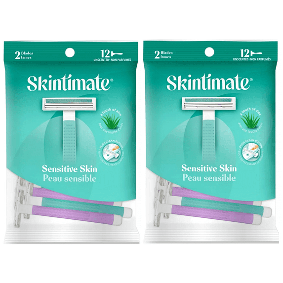 2 Pack - Skintimate Twin Blade Women's Disposable Razors, 12 Ct