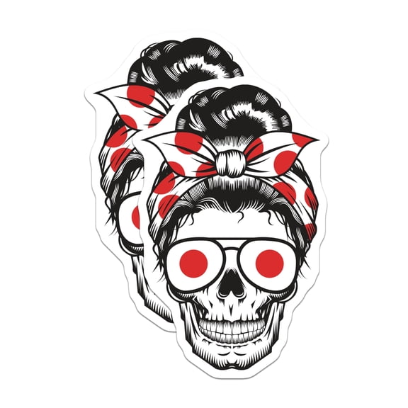 (2 Pack) Skull with Bandana Magnets - Skeleton Decor - Rockabilly Accessories - 5" On Longest Side - Premium Magnet - for Cars, Refrigerators, Toolboxes, Lockers - Made in USA - MAG18585