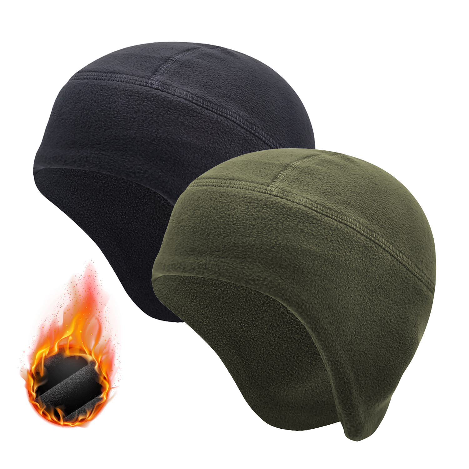 2 Pack Skull Caps for Adult, Outdoor Sport Active Beanie, Helmet Liners