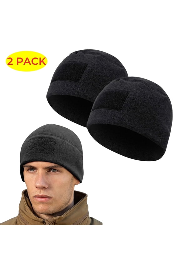 2 Pack Skull Caps for Men Watch Caps Beanies Hat Thermal Head Cover Fleece Motorcycl Helmet Liner Black
