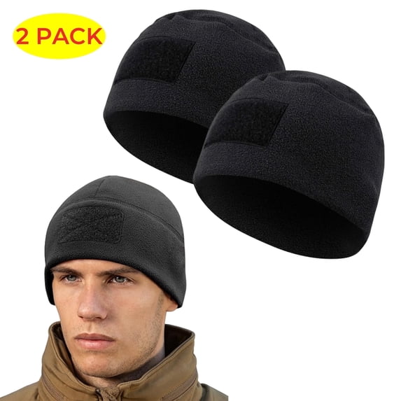 2 Pack Skull Caps for Men Watch Caps Beanies Hat Thermal Head Cover Fleece Motorcycl Helmet Liner Black