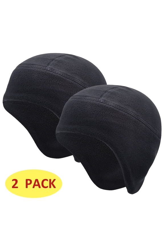 2 Pack Skull Caps for Men Women Beanie Hats Under Helmet Liner Black
