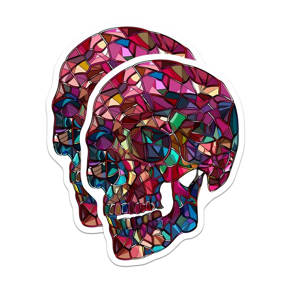 (2 Pack) Skull Magnets - Geometric Skull - Colorful Skull Art - 5" On Longest Side - Premium Magnet - for Cars, Refrigerators, Toolboxes, Lockers - Made in USA - MAG17106