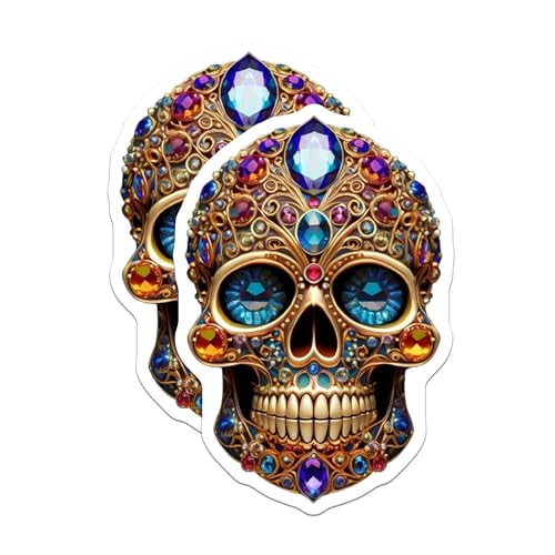 (2 Pack) Skull Magnets Magnets - Colorful Skull Decor - 5" On Longest Side - Made in USA - Sticks to Refrigerators & Metal Surfaces - MAG8608