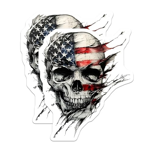 (2 Pack) Skull Magnets Magnets - Patriotic Skull Decor - 5" On Longest Side - Made in USA - Sticks to Refrigerators & Metal Surfaces - MAG9215