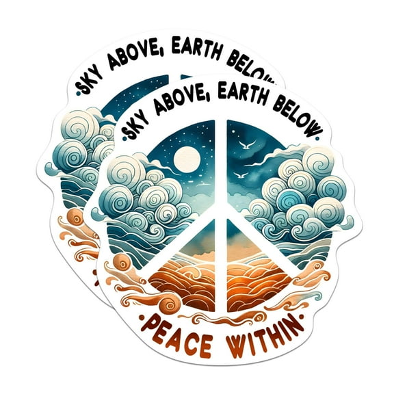 (2 Pack) Sky above Earth below Peace Within Magnets - Zen Peace Serenity - 5" On Longest Side - Premium Magnet - for Cars, Refrigerators, Toolboxes, Lockers- Made in USA - MAG0688
