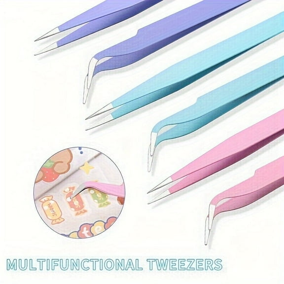 2-Pack Precision Slant Tip Tweezers – Stainless Steel Hair Removal Tools for Eyebrows, Eyelash Extensions, Splinters, Crafts & First Aid