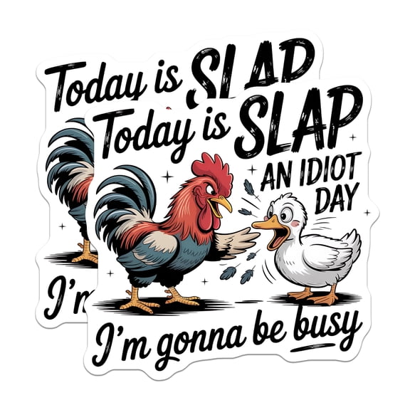 (2 Pack) Slap an Idiot Day Magnets - Funny Chicken Duck - Novelty Gag Magnet Set - 5" On Longest Side - Premium Magnet - for Cars, Refrigerators, Toolboxes, Lockers - Made in USA - MAG17057